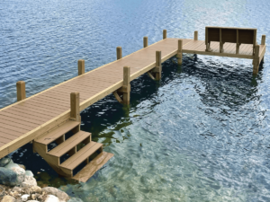 Classic L Shaped Pier with Bench and Stairs
