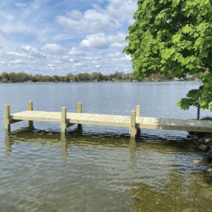 Wood dock on Okauchee Lake