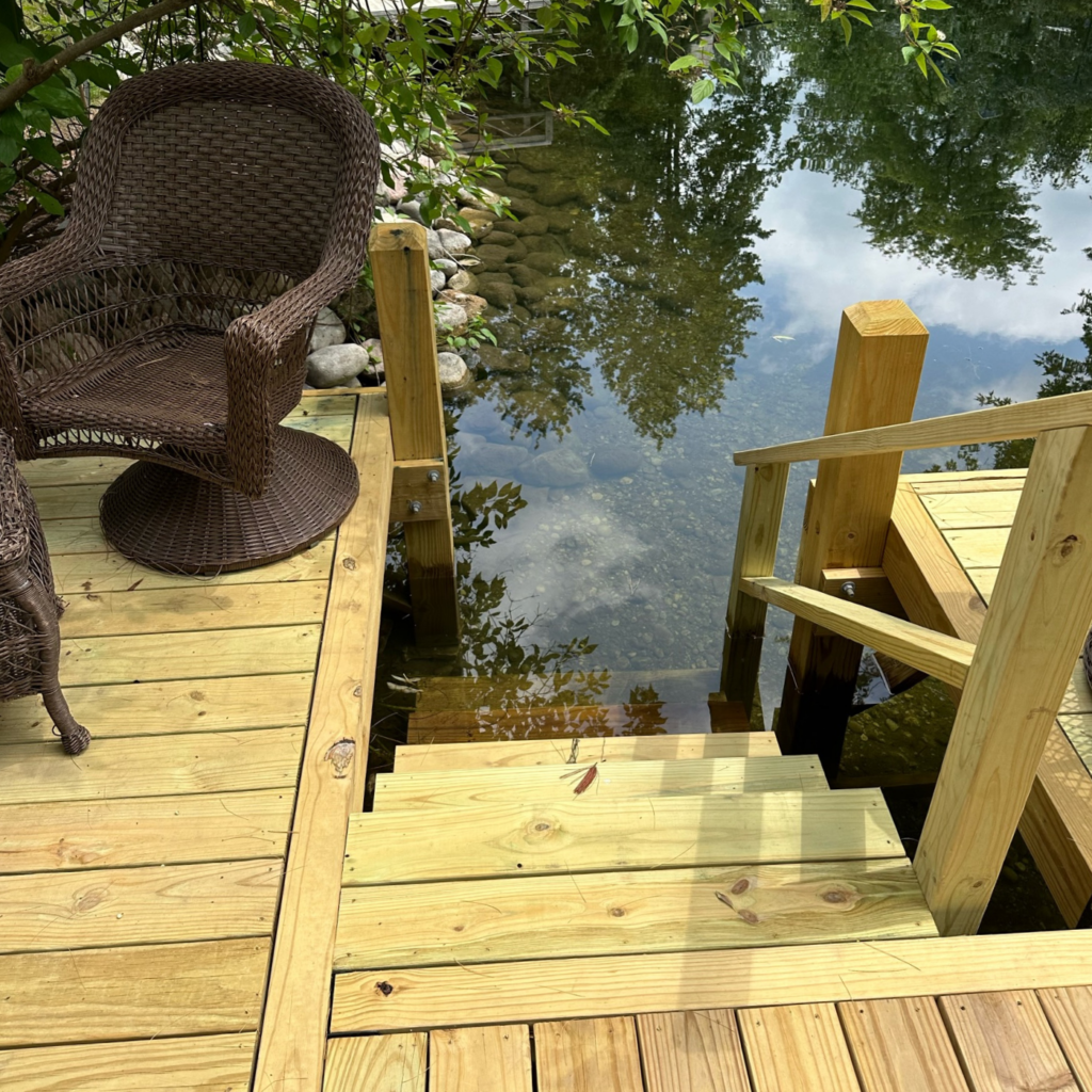 Custom stairs built into dock