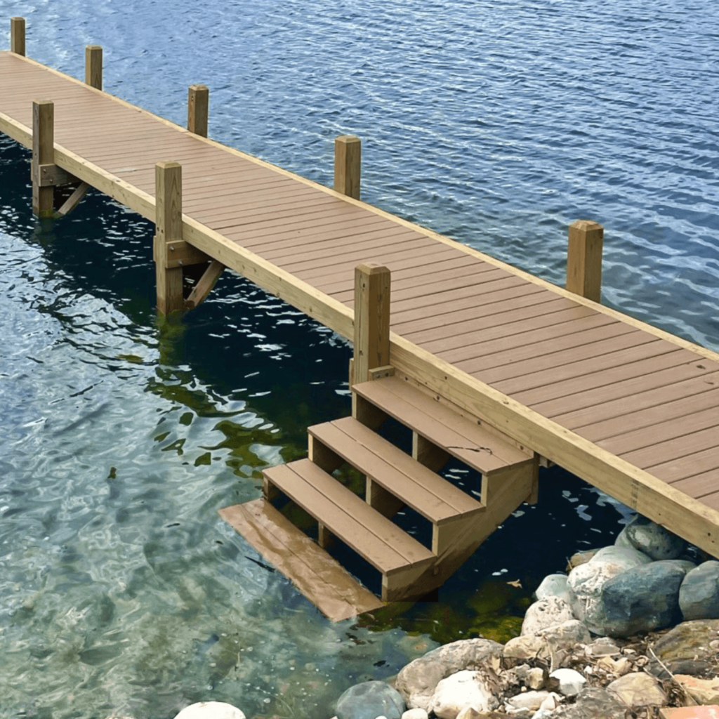 Pier stairs into lake